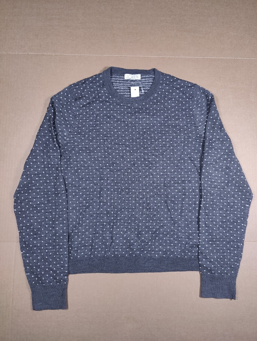 NWT J. Crew Carolyn Fitted Gray Polka Dot 100% Wool Sweater Size XL